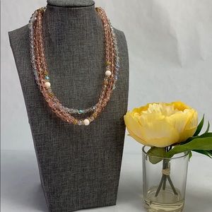 Vintage 1928 Three Strand Crystal Necklace